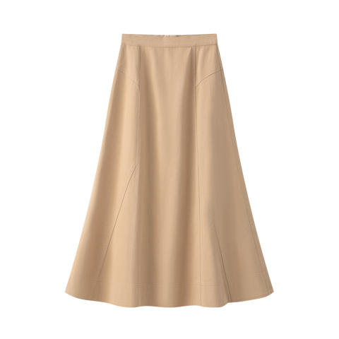 Coco Blanc Tan Denim Stitched Skirt