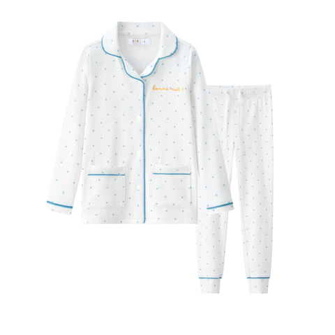 Coco Blanc Blue Polka Dot Long PJ
