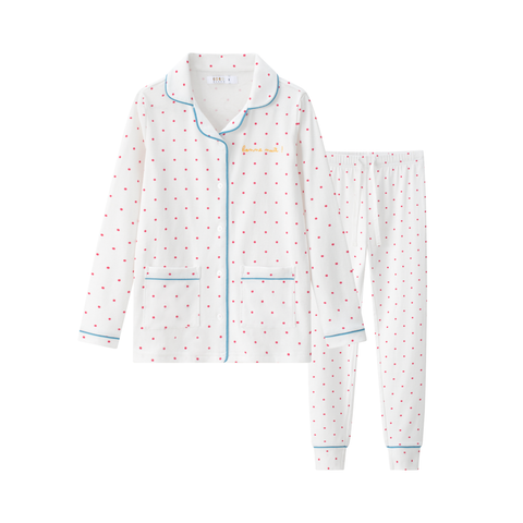 Coco Blanc Pink Polka Dot Long PJ