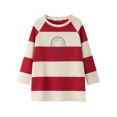 Coco Blanc Red Stripe 3/4 Sleeve Girls Tee