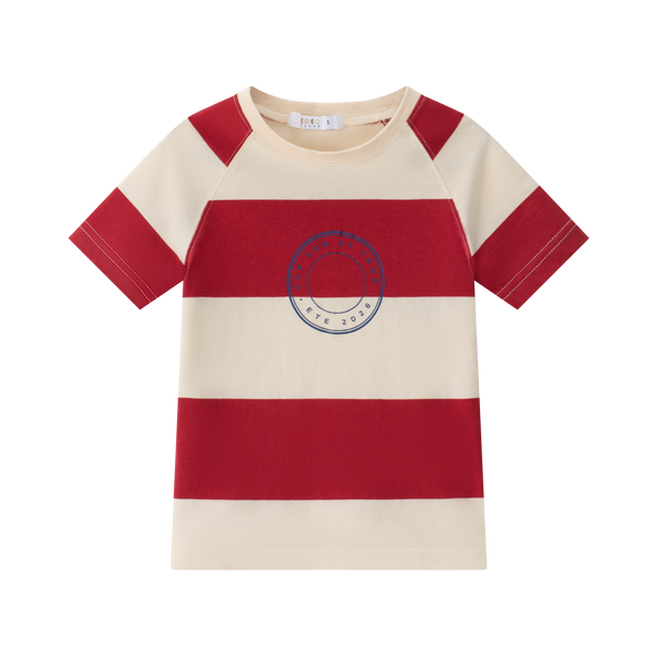 Coco Blanc Red Stripe Short Sleeve Girl Tee