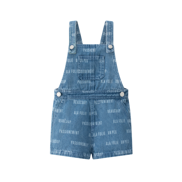 Coco Blanc Blue Denim Printed Overalls