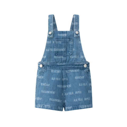 Coco Blanc Blue Denim Printed Overalls