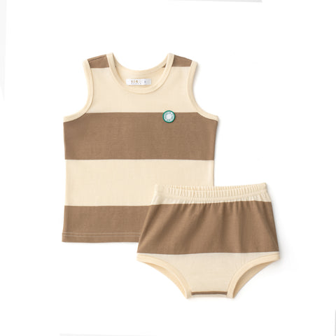 Coco Blanc Brown Striped Bloomer Set