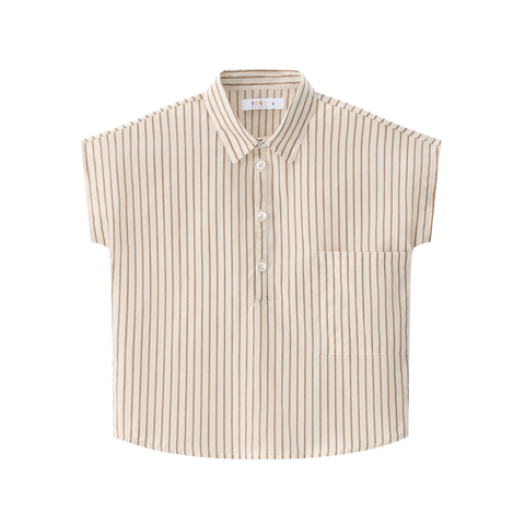 Coco Blanc Cream Striped Oversized Shirt