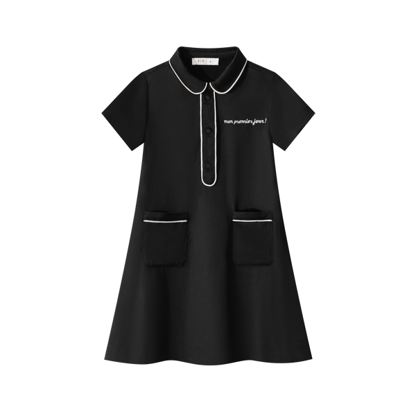 Coco Blanc Black Silk Shirt Short Dress