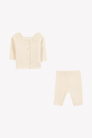 Tartine et Chocolat Pearl Ruffle Collar Knit Set