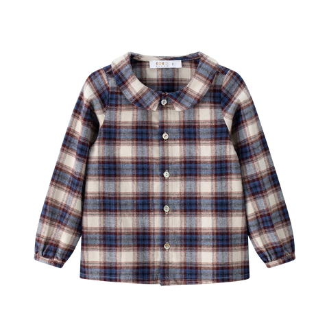 Coco Blanc Burgundy Blue Plaid Shirt