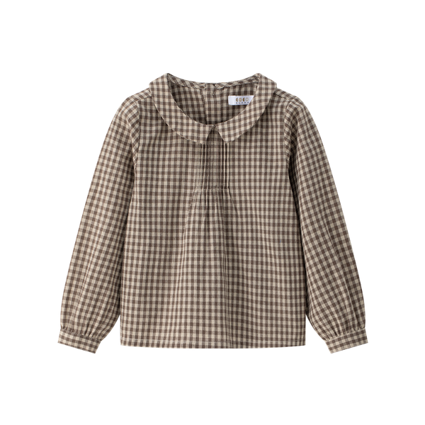 Coco Blanc Camel Gingaham Peter Pan Shirt