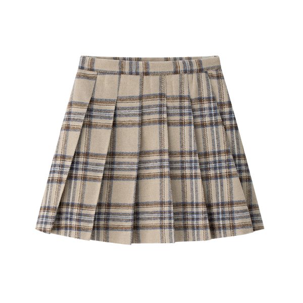 Coco Blanc Blue Plaid Pleated Skirt