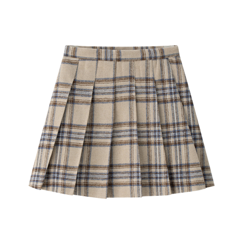 Coco Blanc Blue Plaid Pleated Skirt
