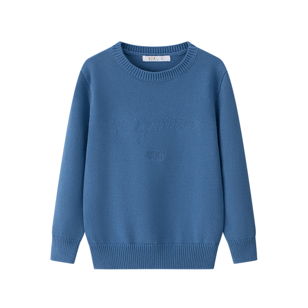 Coco Blanc Blue Embroidered Crewneck