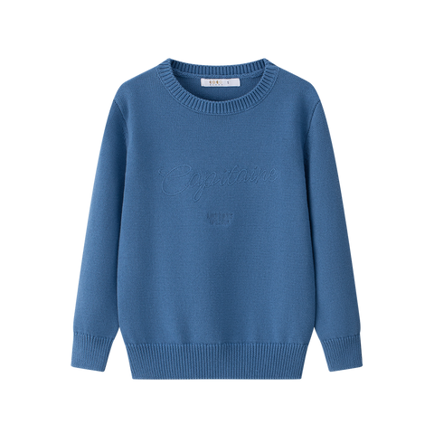 Coco Blanc Blue Embroidered Crewneck