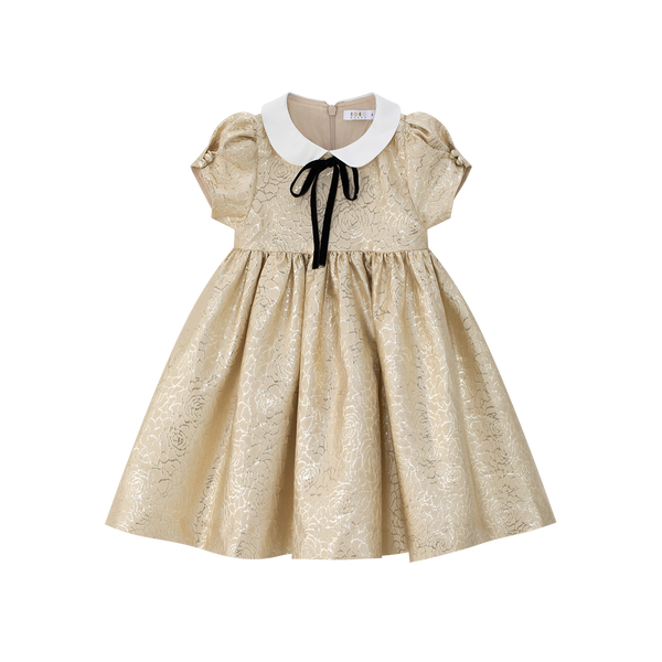 Coco Blanc Gold Jacquard Dress