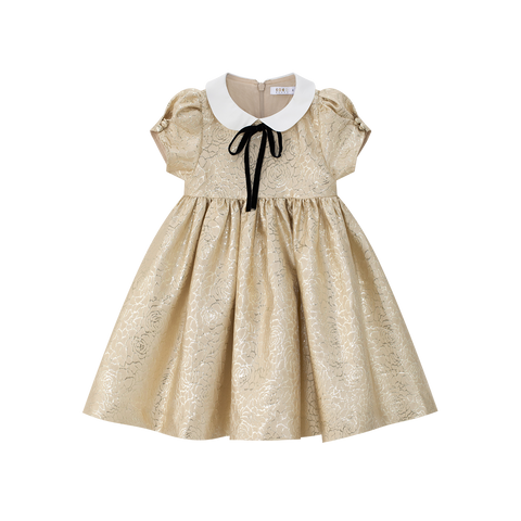 Coco Blanc Gold Jacquard Dress