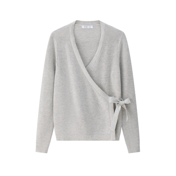 Coco Blanc Marled Grey Wrap Sweater