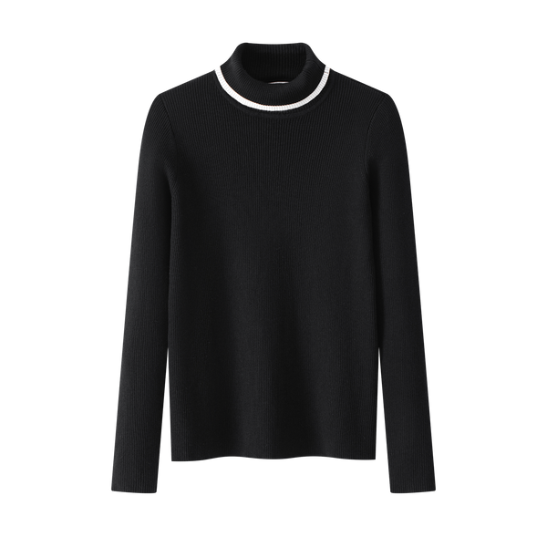 Coco Blanc Black Ribbed Turtleneck