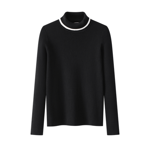 Coco Blanc Black Ribbed Turtleneck