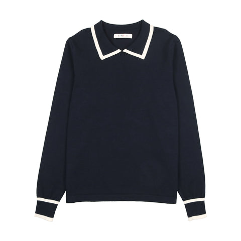 Coco Blanc Navy Collared Sweater