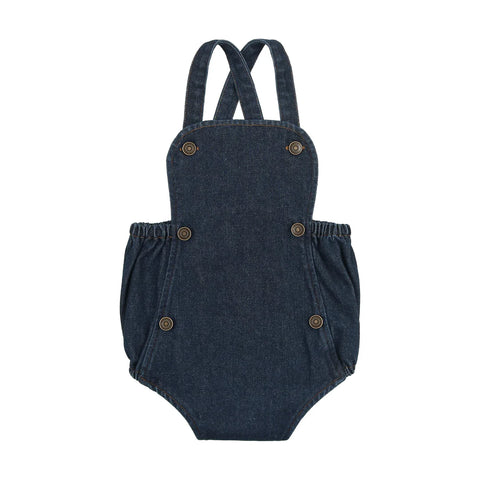 Coco Blanc Dark Blue Denim Baby Romper