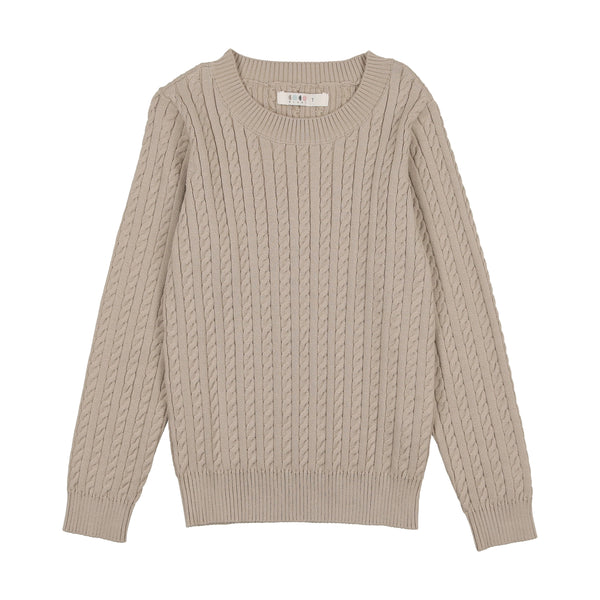 Coco Blanc Sand Boys Long Sleeve Cabled Sweater