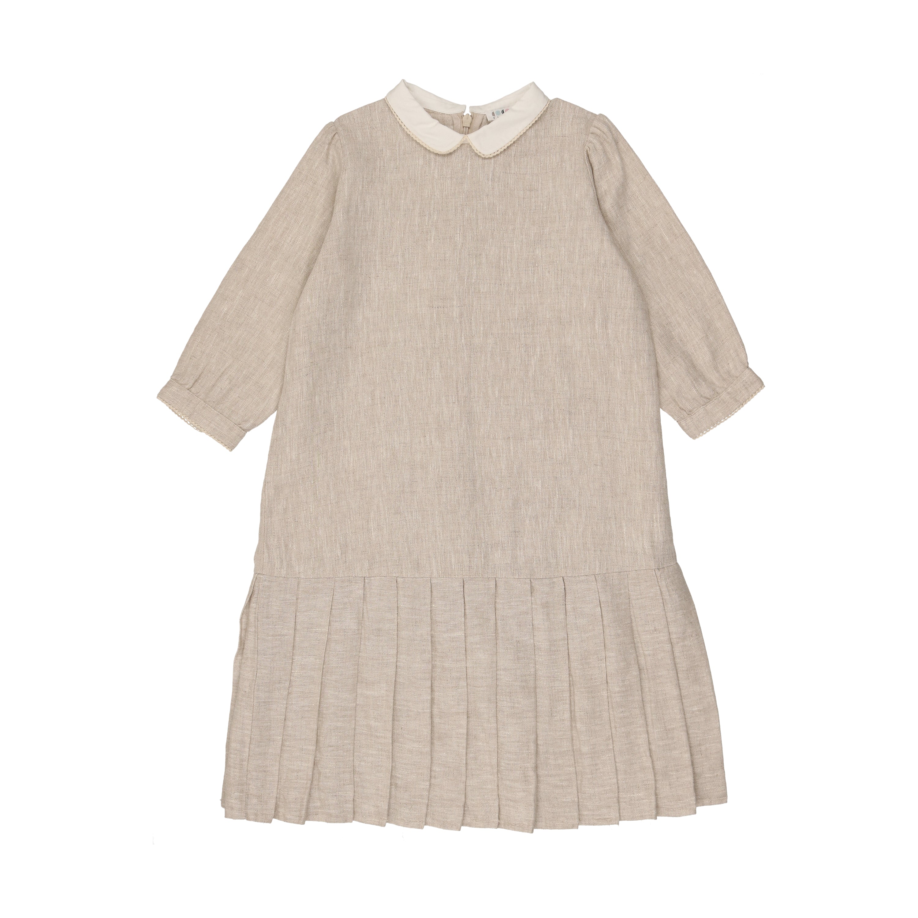 Coco Blanc Sand Linen Drop Pleat Dress Coco Blanc Sand Linen Drop Pleat Dress