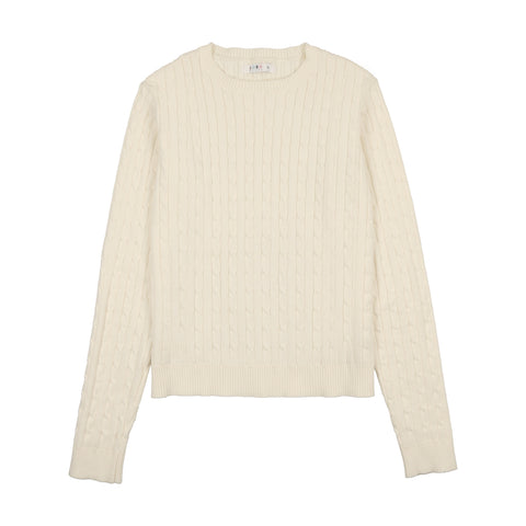 Coco Blanc Cream Cabled Girls Sweater