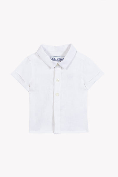 Tartine et Chocolate Short Sleeve Blanc Baby Linen Shirt