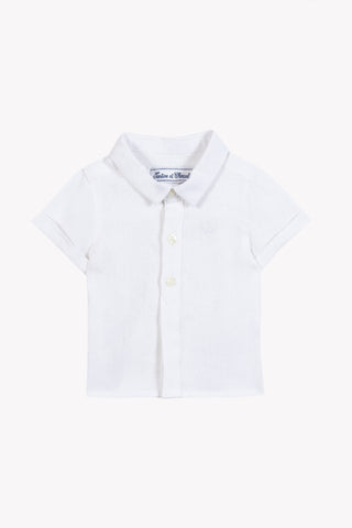 Tartine et Chocolate Short Sleeve Blanc Baby Linen Shirt