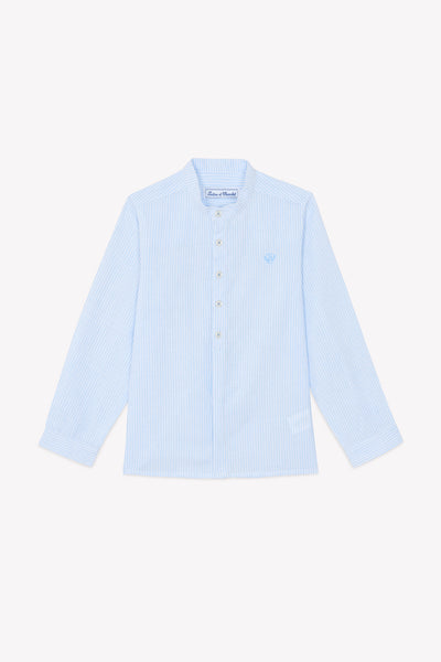 Tartine et Chocolate Blue Nuage Mandarin Collar Linen Shirt