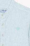 Tartine et Chocolate Green Sauge Mandarin Collar Linen Shirt