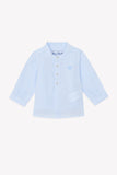 Tartine et Chocolate Blue Nuage Baby Mandarin Collar Stripe Linen Shirt