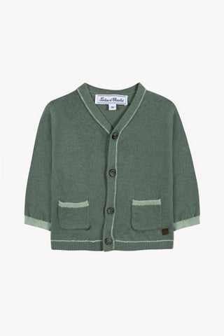 Tartine et Chocolate Kaki Green Baby Cardigan