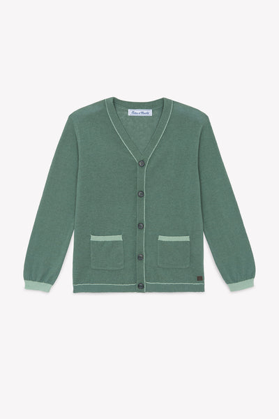 Tartine et Chocolate Kaki Green Kids Cardigan