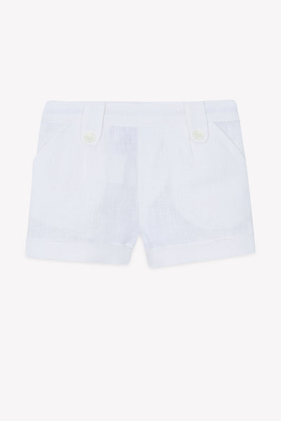 Tartine et Chocolate Baby Blanc Linen Shorts