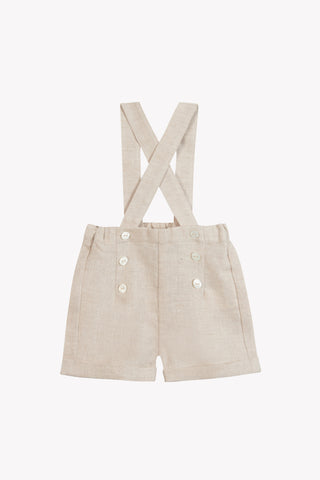 Tartine et Chocolate Sable Linen Overall Shorts