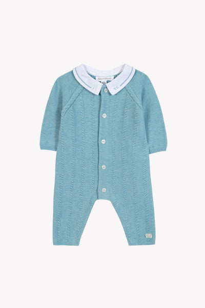 Tartine et Chocolate Blue Horizon Chine Long Knit Romper