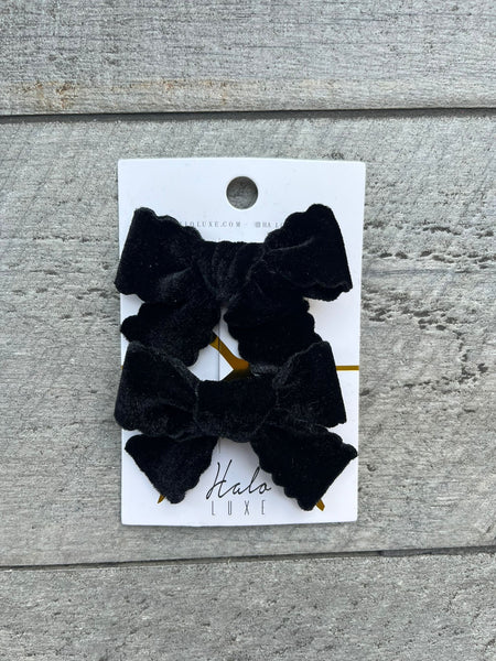 Halo Luxe Black Laura Velvet Bow Mini Claw Clip Set