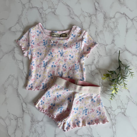 The New Society Baby Sabina Print Rib Tee + Shorts Set