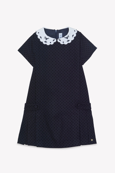 Tartine et Chocolate Marine Polka Dot Collared Dress