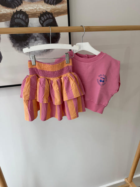 Petit Blush Cashmere Rose/Peach Cobbler Stripe Smock Skirt