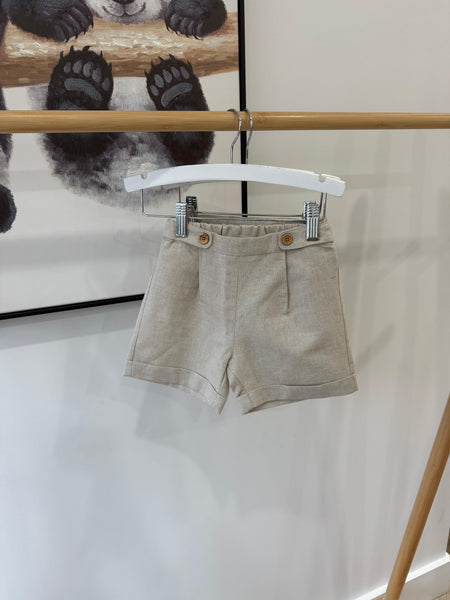 Popelin Sand Linen Turn Ups Bermuda Shorts