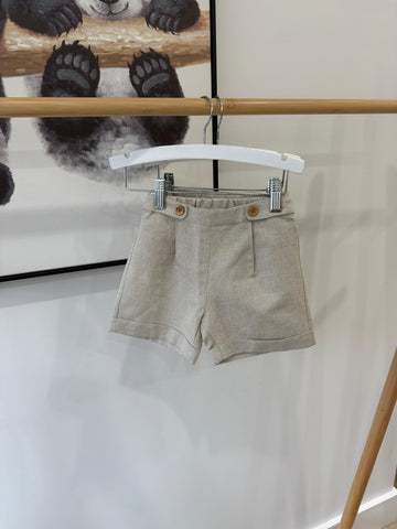 Popelin Sand Linen Turn Ups Bermuda Shorts