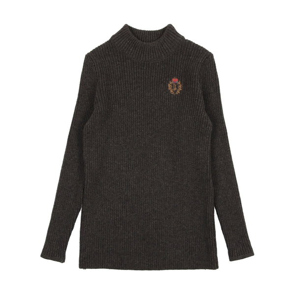 Lil Legs Analogie Grey Crest Knit Mockneck