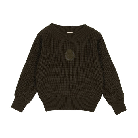 Lil Legs Analogie Olive Chunky Crest Knit Sweater