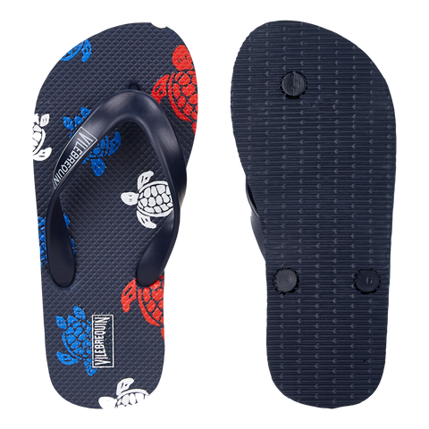 Vilebrequin Navy Blue Multicolor Turtles Flip Flops