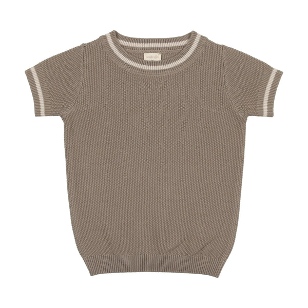 Lil Legs Ivy/Oat Trim Short Sleeve Crewneck Sweater