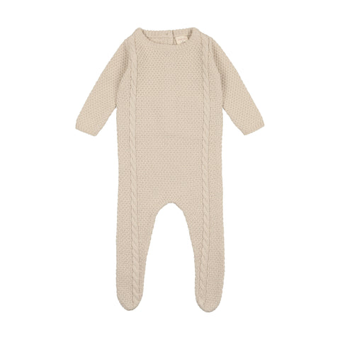 Lil Legs Natural Cable Knit Footie