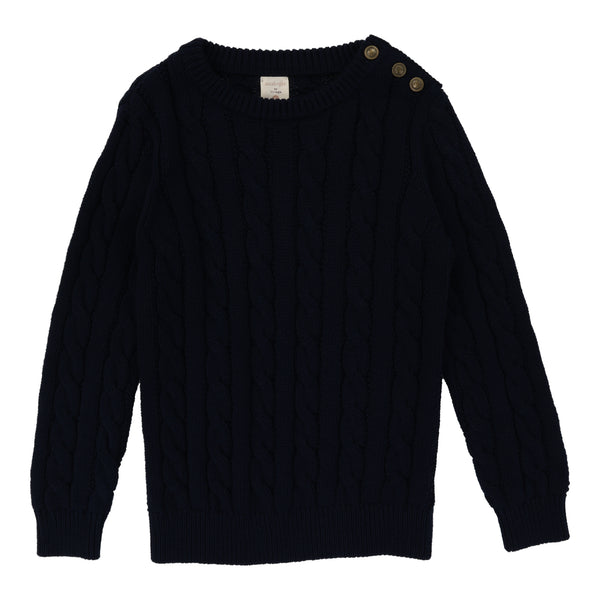 Lil Legs Analogie Navy Cable Crewneck Sweater