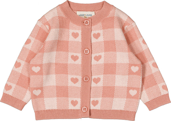 Louis Louise Baby Pink Heart Knitted Mayo Cardigan